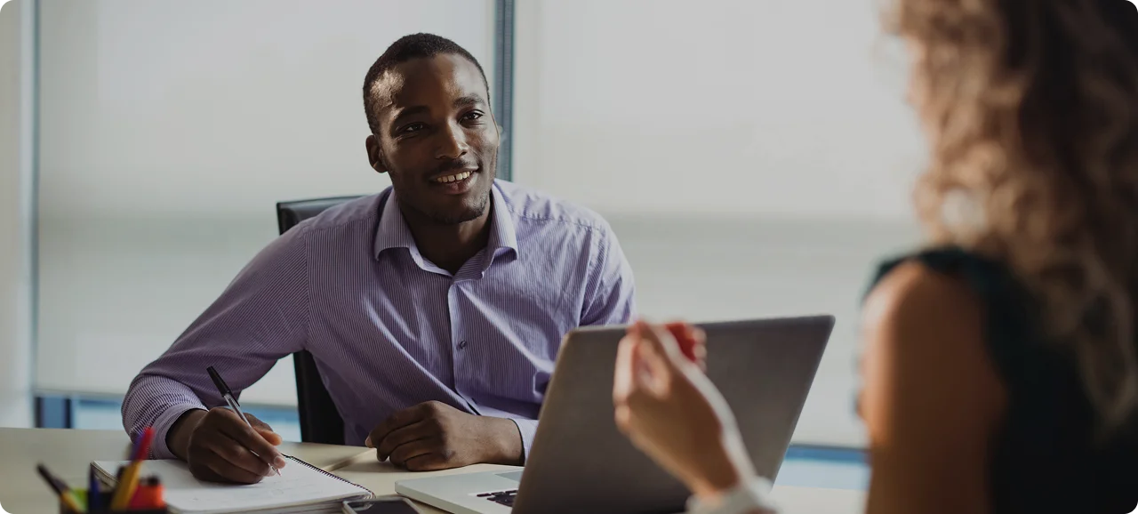 An advisor working through options with a client